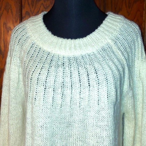 Lauren Conrad Scoop Neck Tie Back Soft Silver Knit Sweater - Picture 2 of 9